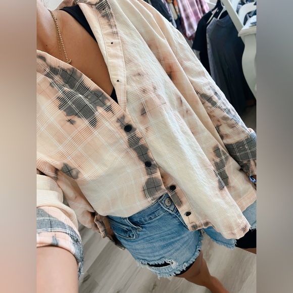 Madewell Tops - 38- Madewell CUSTOM bleached Plaid Button Up Top